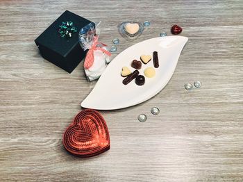 High angle view of fruits on table