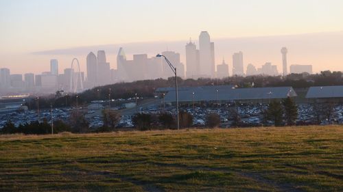 View of city at sunset