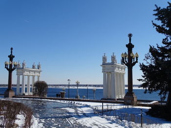 View of building against clear blue sky