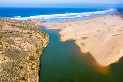 High angle view of beach against sky