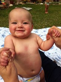 Close-up portrait of shirtless baby