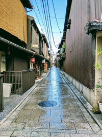 Empty alley amidst buildings in city