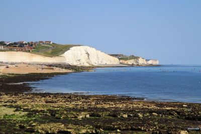 Scenic view of sea against clear sky