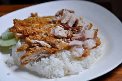 High angle view of meal served in plate