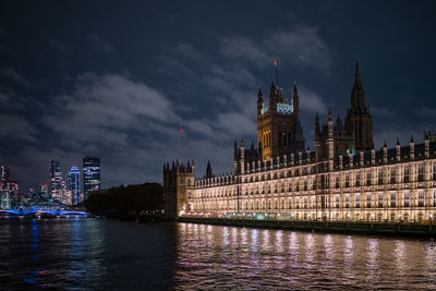 Illuminated city at night