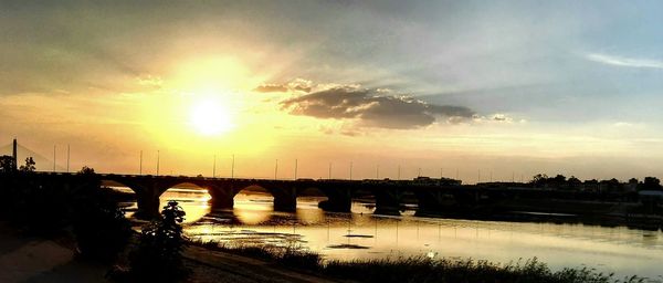 View of sunset over river