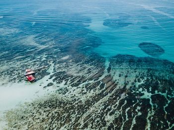 High angle view of people on beach