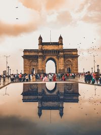 Group of people in front of building