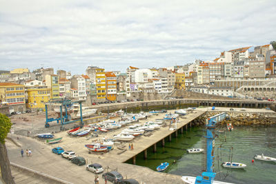 High angle view of buildings and city against sky