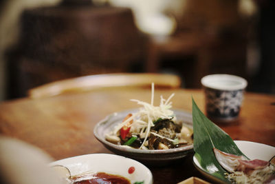 Close-up of food served in plate