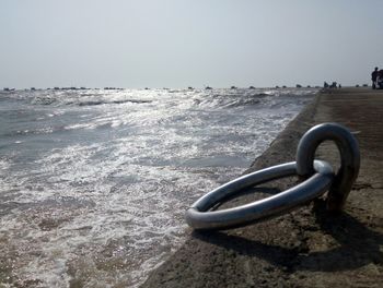 Close-up of sea against clear sky