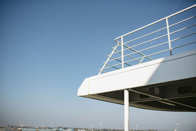 Low angle view of building against clear blue sky