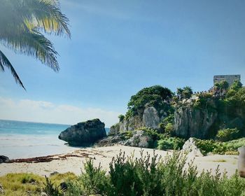 Scenic view of sea against clear sky