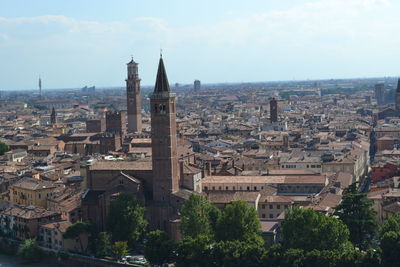 High angle view of church in city