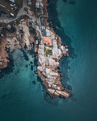 High angle view of ship in sea