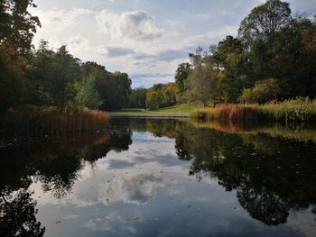 Scenic view of lake against sky