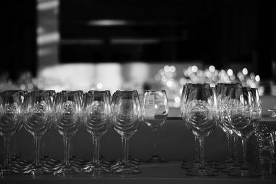 Wine glasses on table