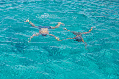 High angle view of swimming pool in sea