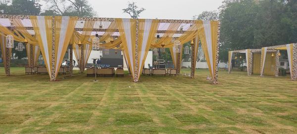 View of playground against trees in park