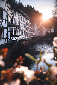 Surface level of river by buildings