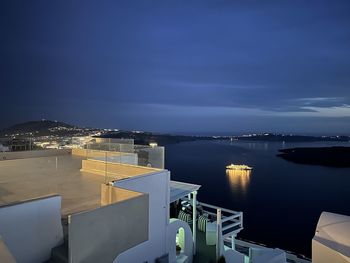 Scenic view of sea against sky at night