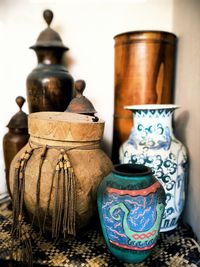 Close-up of containers on table