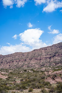 Scenic view of rocky mountains against sky andes mendoza argentina 