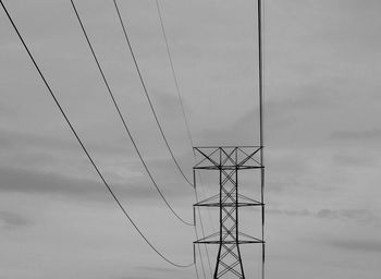 Low angle view of electricity pylon against sky