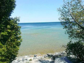 Scenic view of sea against clear sky