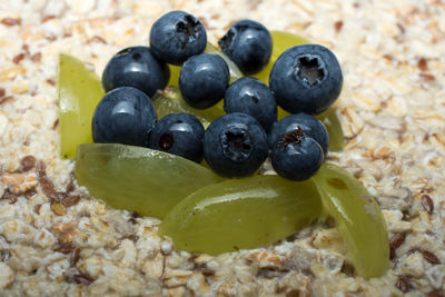 High angle view of grapes in container