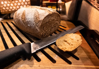 High angle view of bread on table