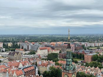 High angle view of townscape against sky