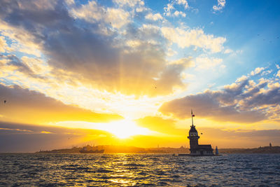 Maiden's tower at sunset. istanbul background photo