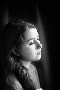 Portrait of teenager in black and white