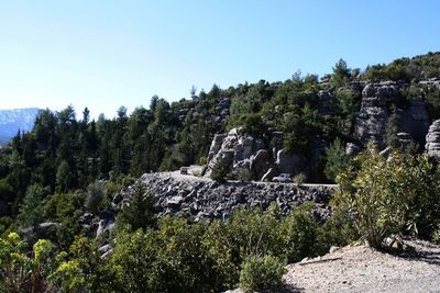 Scenic view of mountain against clear sky