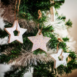 Close-up of christmas decoration hanging on tree