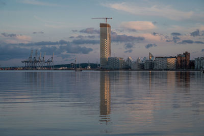 Sunset light at resindential area aarhus Ø