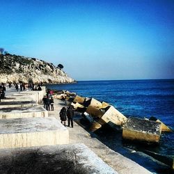 Scenic view of sea against clear sky