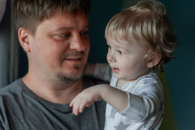 Close-up of boy at home