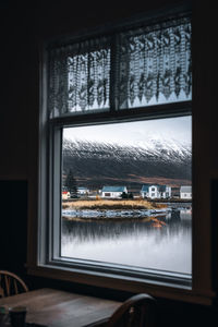 Reflection of building in glass window