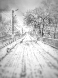 View of railroad tracks during winter