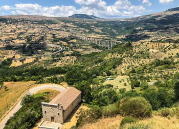 High angle view of landscape against sky, agnone, molise, italy 