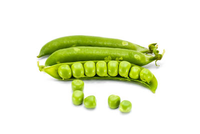 Close-up of green beans against white background