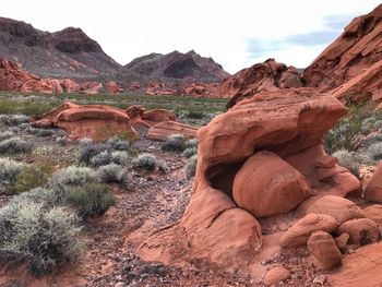 View of rock formations in desert