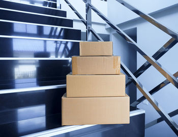 Low angle view of spiral staircase in building