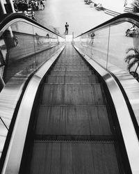 High angle view of escalator