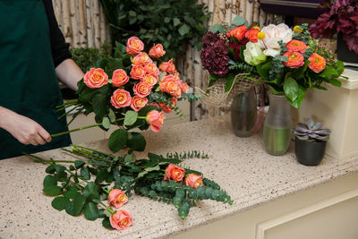 Flowers growing in pot