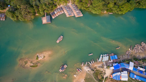 High angle view of buildings in city