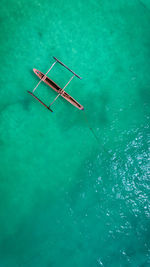 High angle view of ship on sea