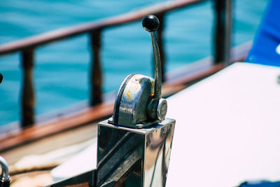 High angle view of sailboat in sea